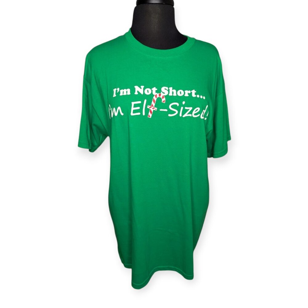 Festive Green Elf-Sized Short Size T-Shirt Gildan Size Large